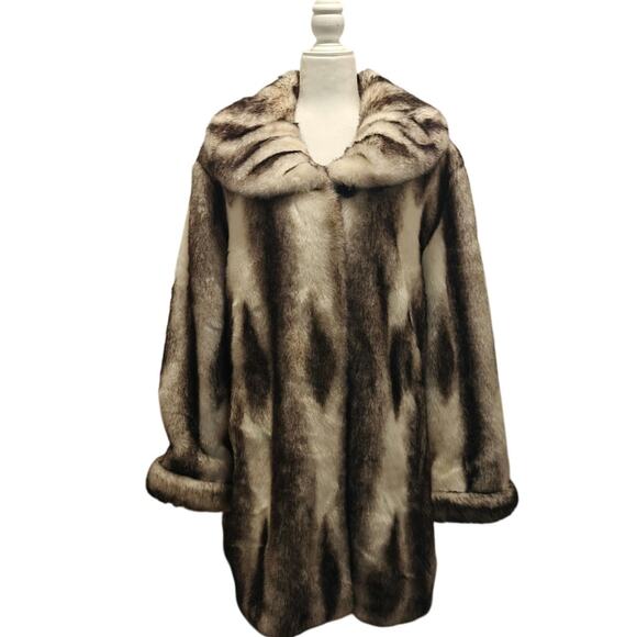 Pamela McCoy Faux Fur Mid length Coat sz 1X - Picture 1 of 8